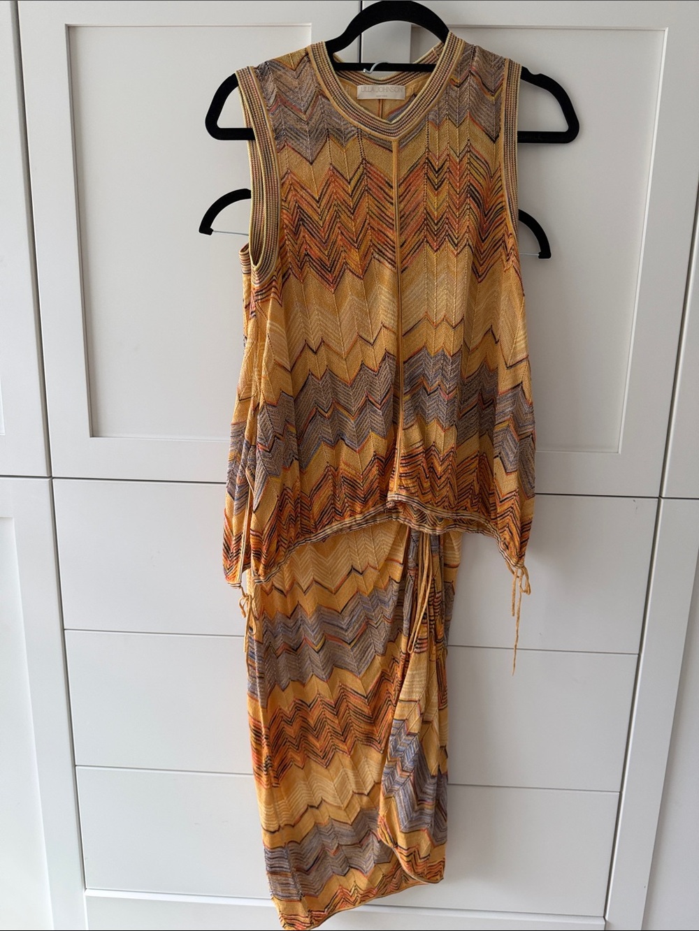 Sleeveless Chevron Knit Set (top & skirt) in Mustard Yellow